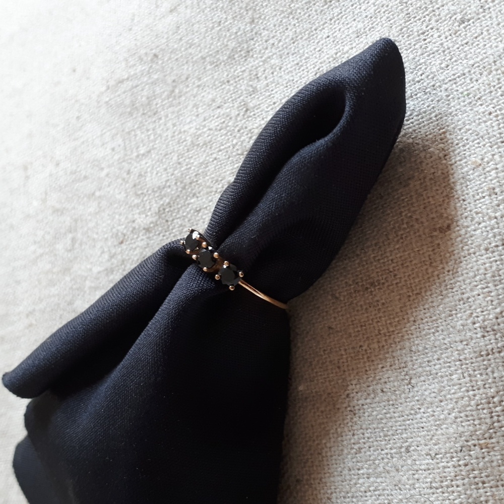 Melanie Auld 10k Gold Black Onyx Trio Ring